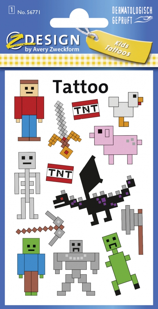 Tatuaże dla dzieci Z design - Piksele (56771)