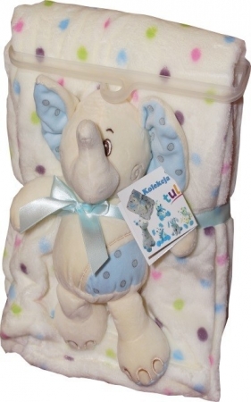 Kropeczka Słoń z kocykiem 21 cm niebieski (4714b)