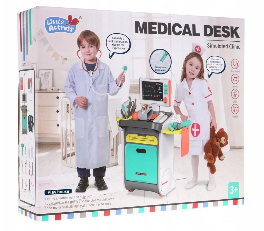 <img src='https://webimage.pl/pics/717/2/d5905991002086_1.jpg' style='height:440px' /> Zestaw małego doktora wózek lekarski RTG EKG