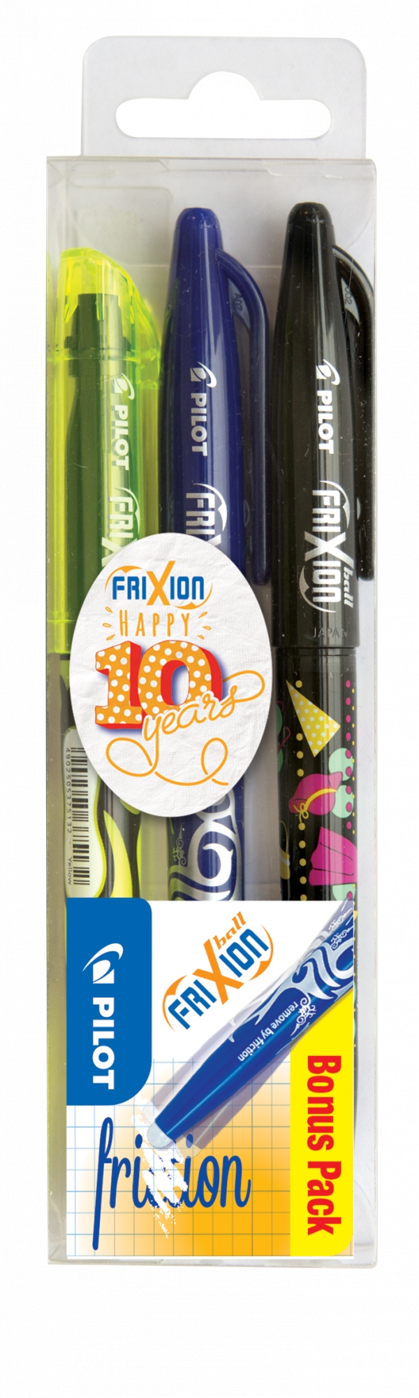 <img src='https://webimage.pl/pics/718/1/d3131910501718.png' style='height:440px' /> Zestaw Pilot Frixion ball niebieski + zakreślacz żółty + ball limited