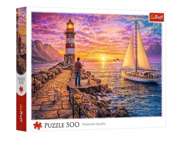 <img src='https://webimage.pl/pics/718/5/d5900511375718.jpg' style='height:440px' /> Puzzle 500 Latarnia o zachodzie słońca TREFL