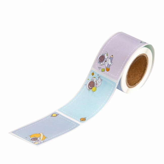 Naklejki na rolce etykiety kosmos 4,5x2,5cm 100szt