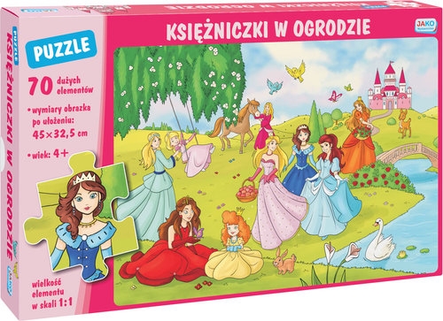 Puzzle 70 elementów. Księżniczki w ogrodzie