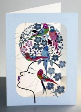 Karnet PM271 wycinany + koperta Kobieta z ptakami
