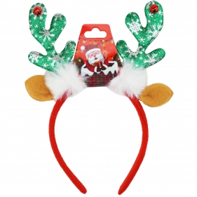 Świąteczna opaska na głowę z błyszczącym porożem