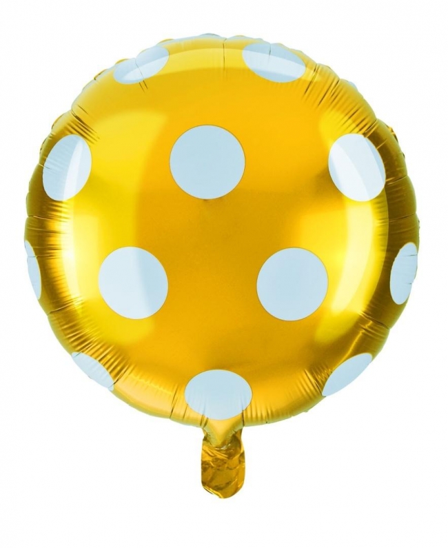 Balon foliowy kropki złoty