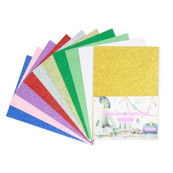 Tektura samoprzylepna brokatowa 10 kolorów