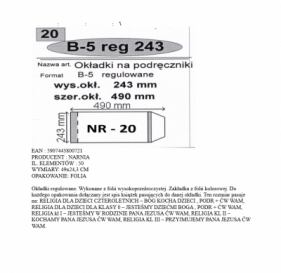 OKLADKI NA PODRECZNIK B5 REGULOWANE NR.20- 243mm/490mm op.50 SZT - 20
