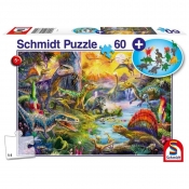 Puzzle 60: Dinozaury + zestaw figurek
