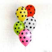 Balony MIX w czarne kropki B105/30cm. 25szt.