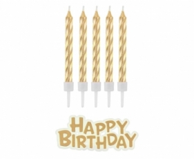 Świeczki B&C urodzinowe Happy Birthday złote 16szt