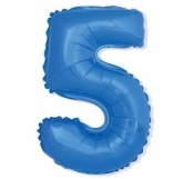 Balon foliowy "cyfra 5" - NIEBIESKA (35cm)