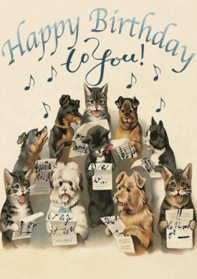 Karnet B6 z kopertą Urodziny Śpiewające psy i koty
