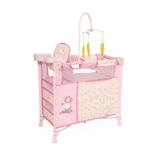<img src='https://webimage.pl/pics/724/0/d8436623380724.jpg' style='height:440px' /> Łóżeczko dla lalek -krzesełko i szafa 3w1 Rabbit