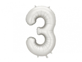 Balon foliowy cyfra 3 86cm srebrny