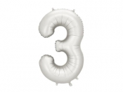 Balon foliowy cyfra 3 86cm srebrny
