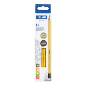 Ołówek trójkątny HB z gumką żółty (12szt) MILAN