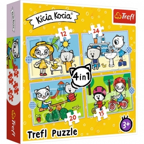 Trefl, Puzzle 4w1: Dzień Kici Koci (34372)