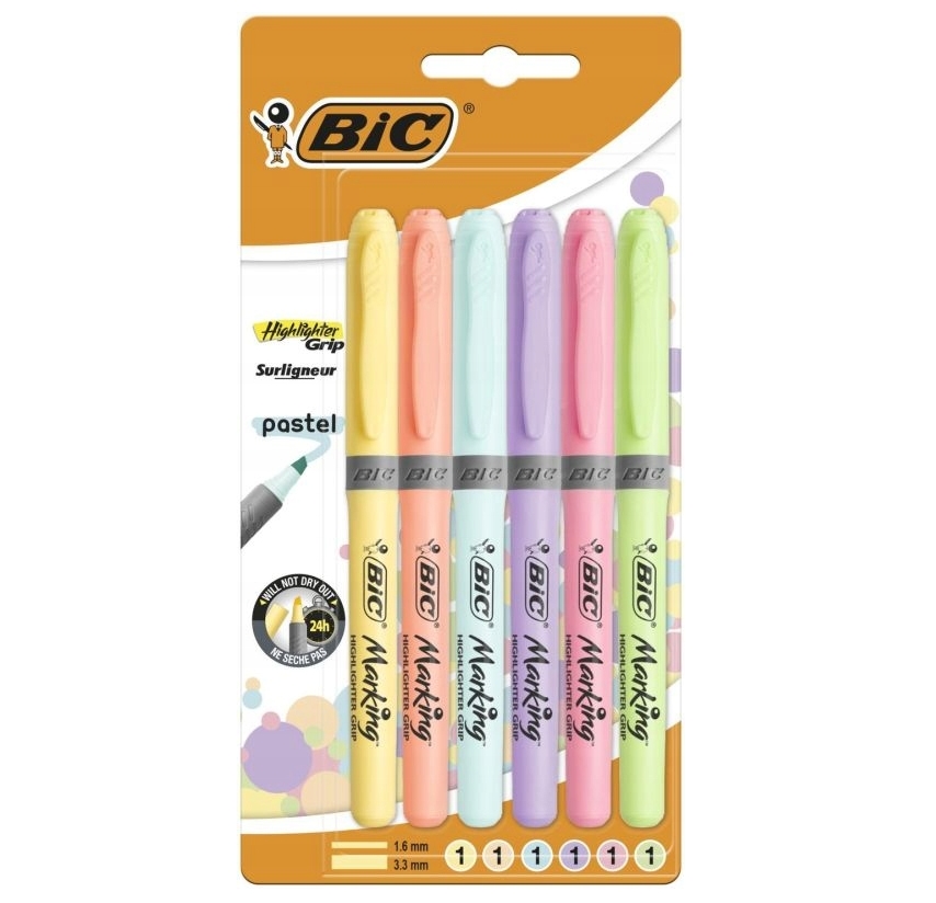 Zakreślacz Highlighter Grip Pastel - 6 kolorów