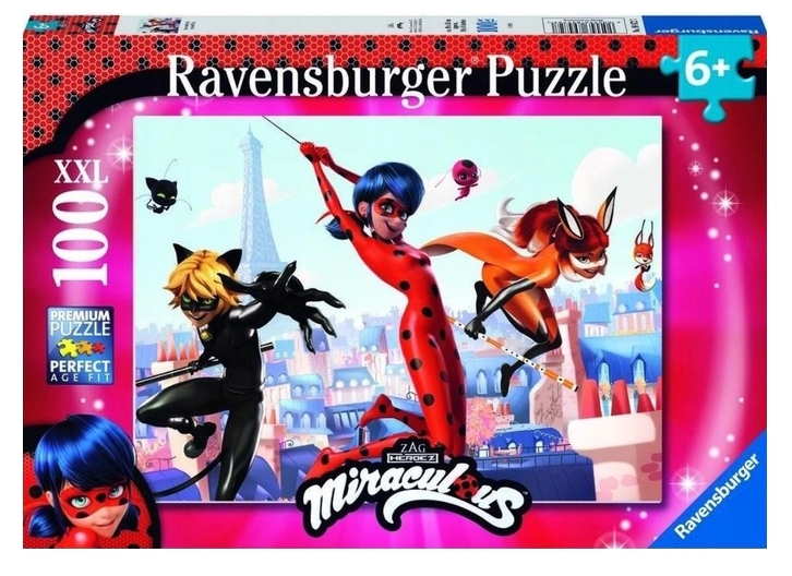 <img src='https://webimage.pl/pics/726/1/d4005555041726.png' style='height:440px' /> Ravensburger, Puzzle 100: Biedronka i czarny kot (12004172)