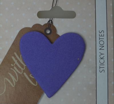Karteczki samoprzylepne serca fioletowe With Love
