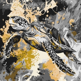 Malowanie po numerach - Złoty żółw metal 40x40cm