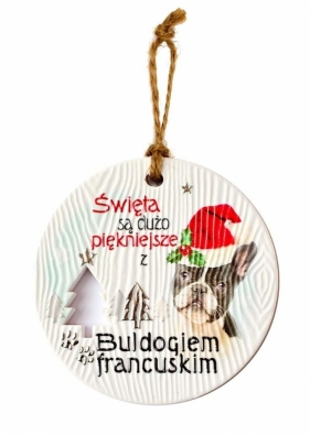 Zawieszka ceramiczna Boże Narodzenie Buldog fr.