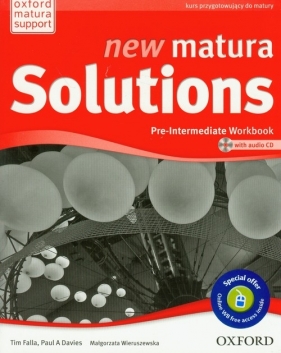 New Matura Solutions Pre-Intermediate Workbook z płytą CD - Falla Tim, Davies Paul, Wieruszewska Małgorzata