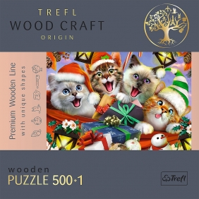 Trefl, Puzzle Drewniane 500+1: Świąteczne kotki (20172)