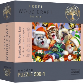 Trefl, Puzzle Drewniane 500+1: Świąteczne kotki (20172)