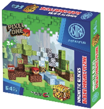 Zestaw klocków magnetycznych AstraFun Pixel One Dżungla - 64 szt.