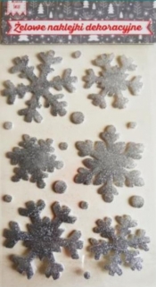 Żelowe naklejki dekoracyjne - BN Srebrne śnieżynki