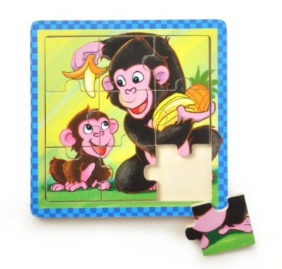 Puzzle drewniane małe Małpki 