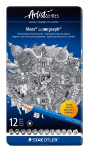 Zestaw ołówków Staedtler Mars Lumograph w metalowym opakowaniu, 12 szt. (6B-4H)