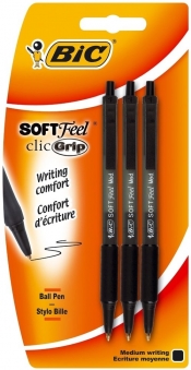 Długopis Soft Feel Click Grip Fine Czarny 3 sztuki