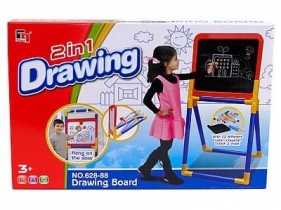 Tablica kredowa Adar dwustronna na stelażu, czarna z kredą, biała z flamastrem suchościeralnym - biało-czarny 50 x 32,5 cm (491731)