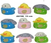 Zwierzątko wielkanocne w koszyczku 13cm MIX