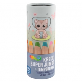 Kidea, Kredki Super Jumbo, 8 kolorów + temperówka