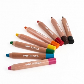 Kidea, Kredki Super Jumbo, 8 kolorów + temperówka