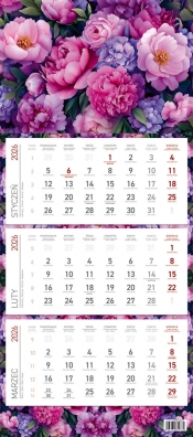 Kalendarz 2026 trójdzielny ekonomiczny KWIATY