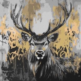 Malowanie po numerach - Złoty jeleń metal 40x40cm