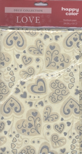 Papiery ozdobne Love serca - srebrne velvetowe 20x29 cm 10 arkuszy