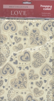 Papiery ozdobne Love serca - srebrne velvetowe 20x29 cm 10 arkuszy