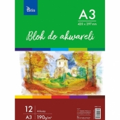 Blok do akwareli Tetis A3/12k 190g/m2 (KB011-A3)