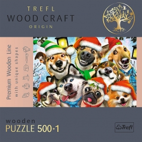 Trefl, Puzzle Drewniane 500+1: Świąteczne pieski (20173)