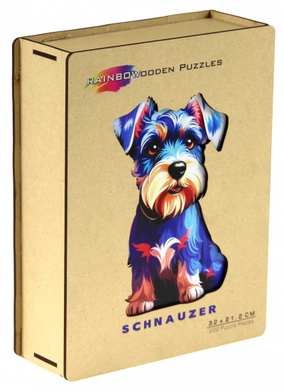 <img src='https://webimage.pl/pics/734/6/d5425004736734.jpg' style='height:440px' /> Puzzle 200 drewniane kolorowe Pies Sznaucer