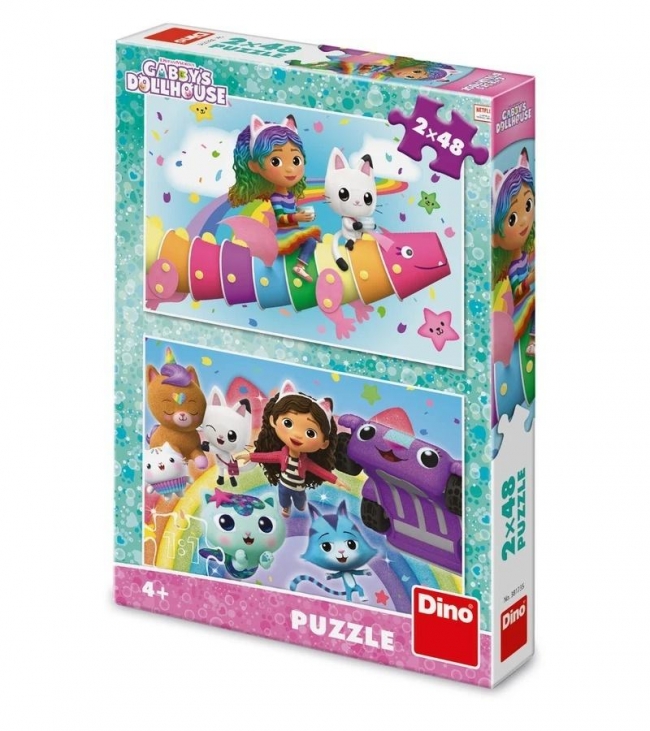 Puzzle Koci Domek Gabi Tęcza 2x48el