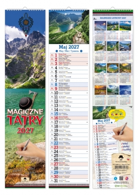 Kalendarz 2027 paskowy wąski - magiczne Tatry