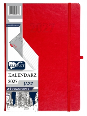 Kalendarz A4 tygodniowy Jazz - czerwony