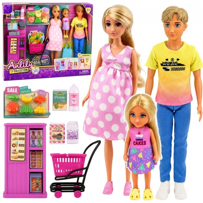 <img src='https://webimage.pl/pics/737/4/d5907990204737.jpg' style='height:440px' /> Lalki Anlily rodzina w supermarkecie akcesoria